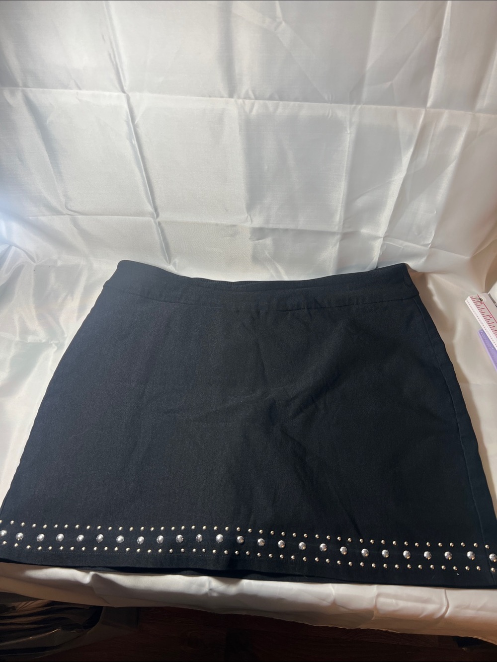 Attyre Black Mini Skirt with Silver Stud Trim